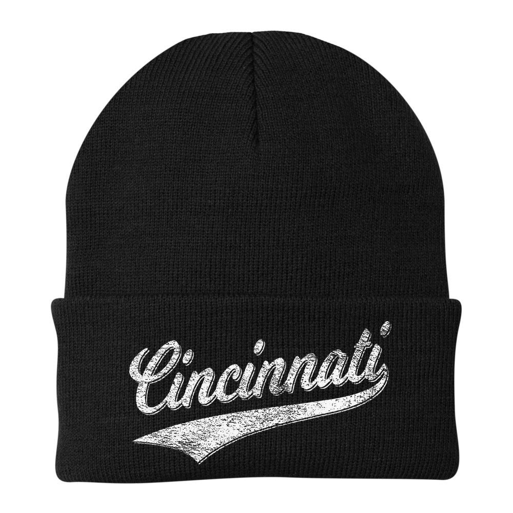 Cincinnati Ohio Retro Script Sports Jersey Flag Beanie