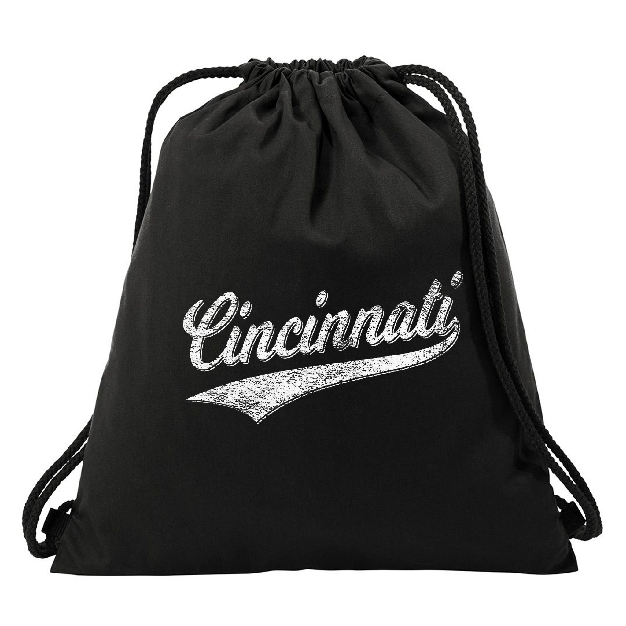 Cincinnati Ohio Retro Script Sports Jersey Flag Drawstring Bag
