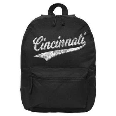 Cincinnati Ohio Retro Script Sports Jersey Flag 16 in Basic Backpack
