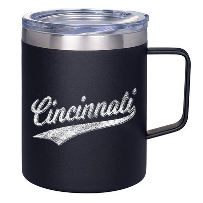 Cincinnati Ohio Retro Script Sports Jersey Flag 12oz Stainless Steel Coffee Mug