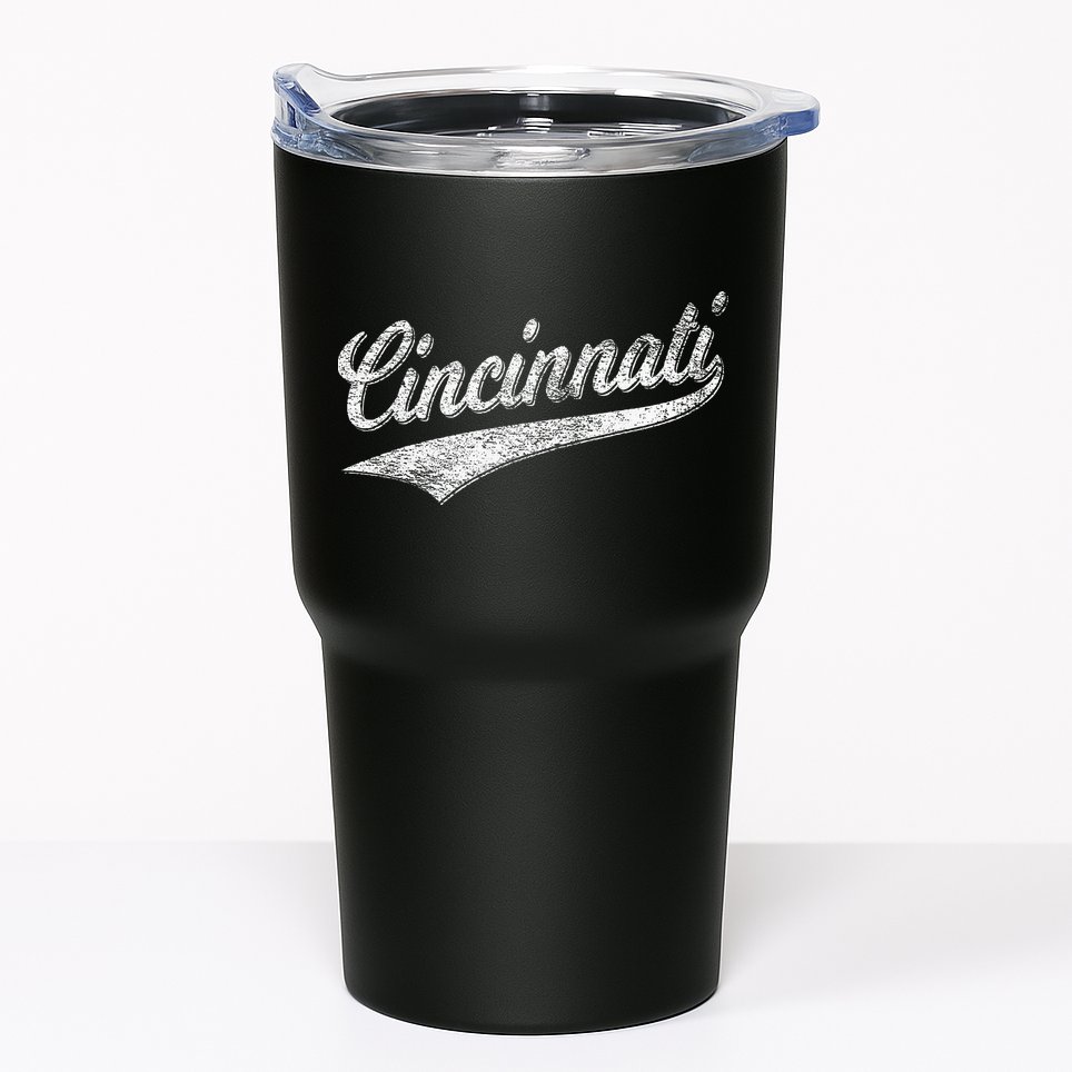 Cincinnati Ohio Retro Script Sports Jersey Flag Tumbler