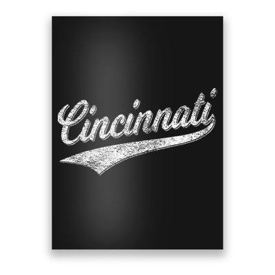 Cincinnati Ohio Retro Script Sports Jersey Flag Poster