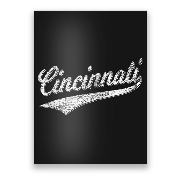 Cincinnati Ohio Retro Script Sports Jersey Flag Poster