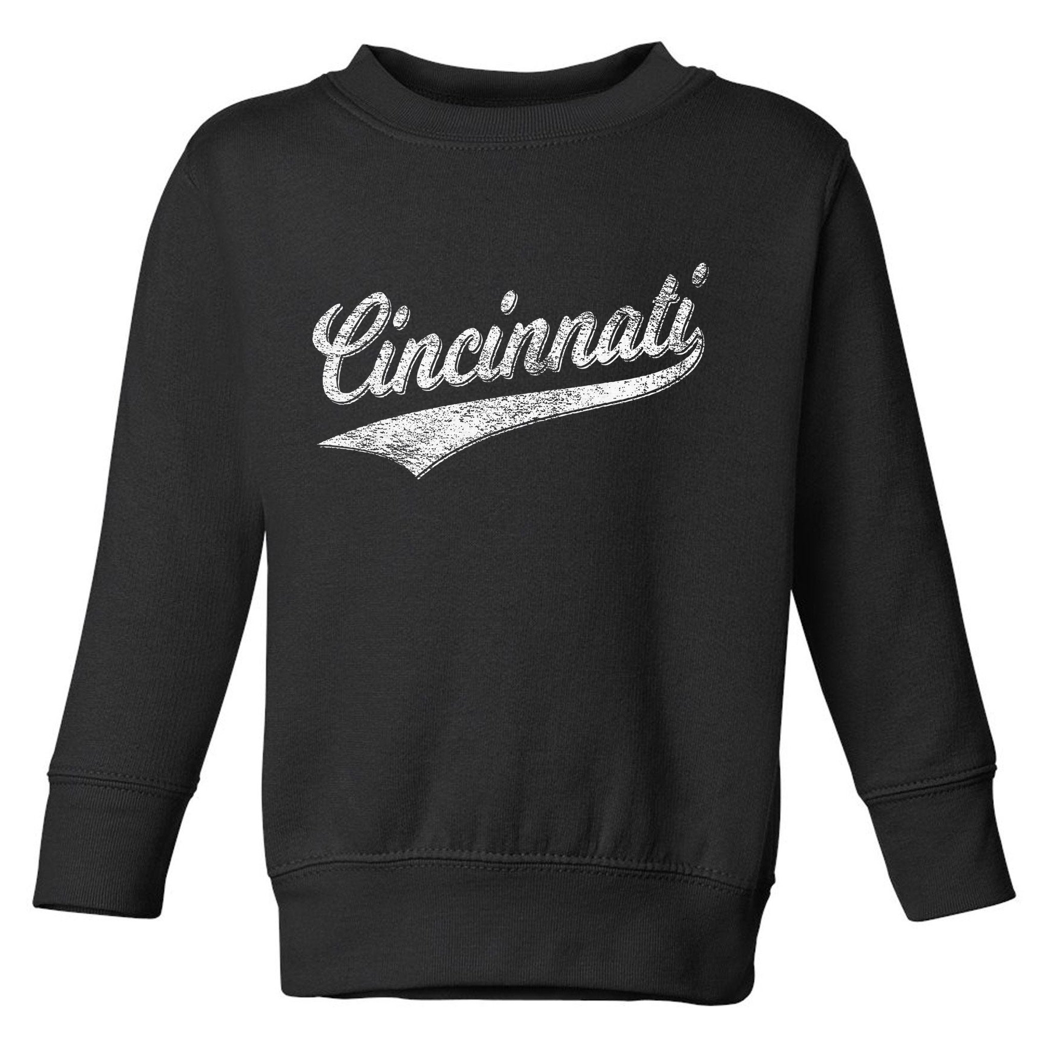 Cincinnati Ohio Retro Script Sports Jersey Flag Toddler Sweatshirt