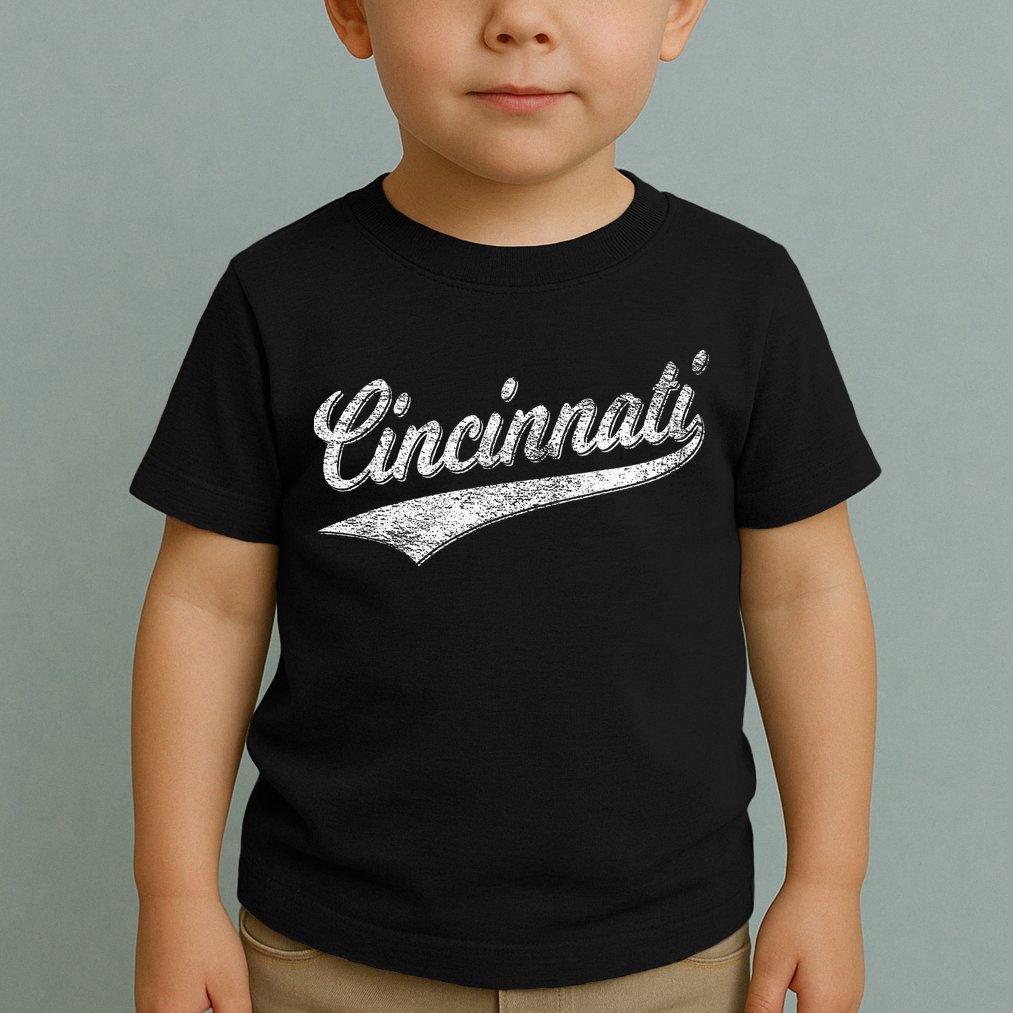 Cincinnati Ohio Retro Script Sports Jersey Flag Toddler T-Shirt