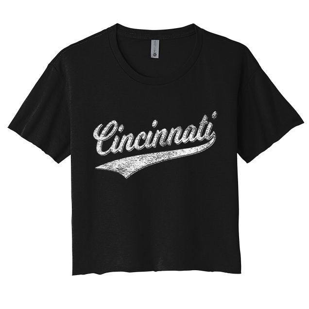 Cincinnati Ohio Retro Script Sports Jersey Flag Crop Top