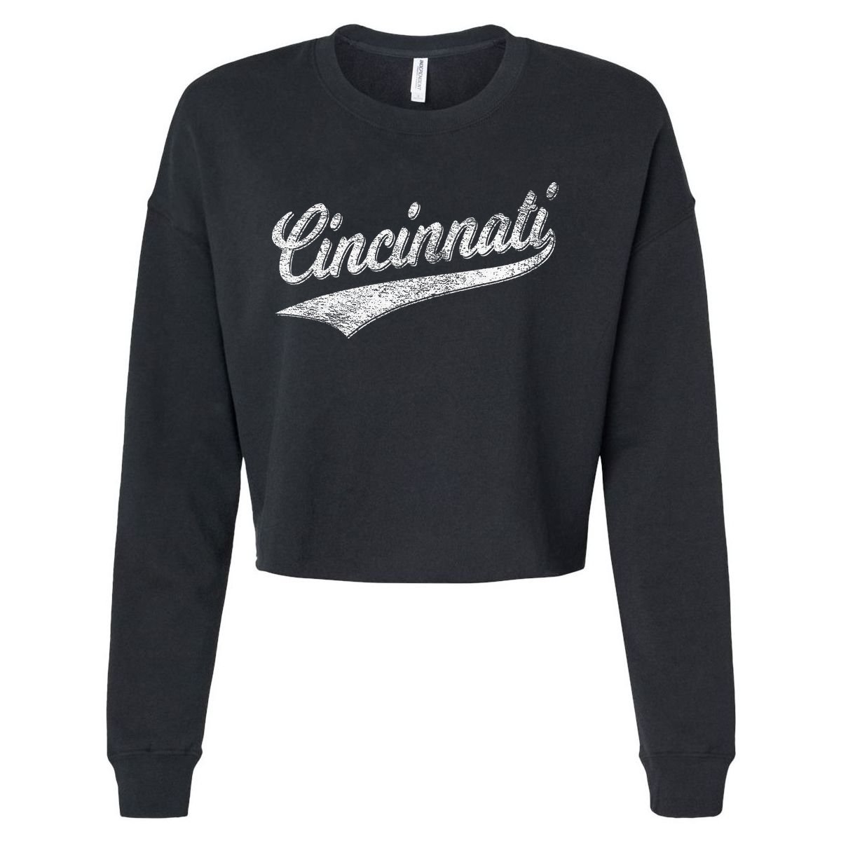 Cincinnati Ohio Retro Script Sports Jersey Flag Cropped Pullover Crew