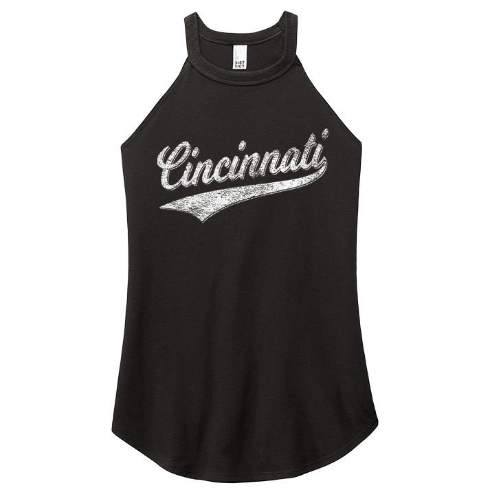 Cincinnati Ohio Retro Script Sports Jersey Flag Women's Perfect Tri Rocker Tank