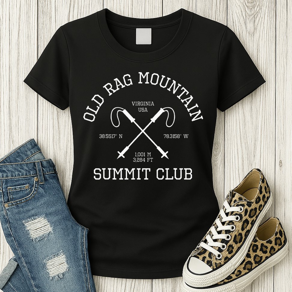 Climbed Old Rag Mountain Summit Club Hike Virginia Usa Womens T-Shirt