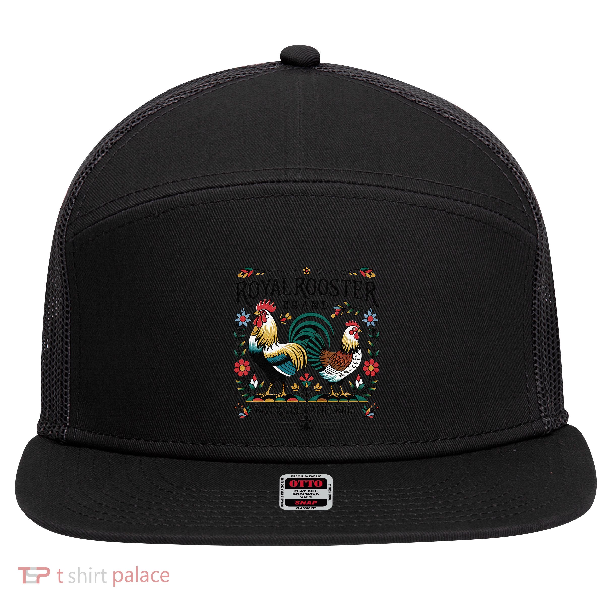 City Of Riverside California Royal Rooster Brand 7 Panel Mesh Trucker Snapback Hat