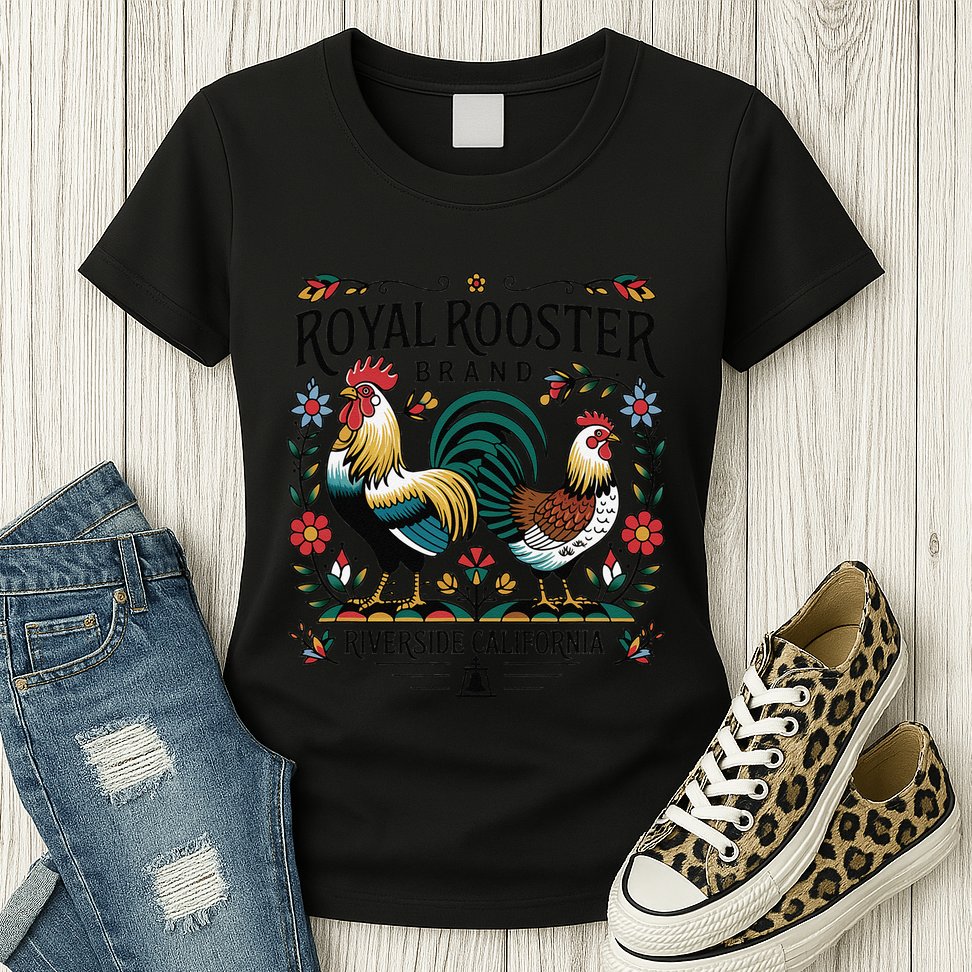 City Of Riverside California Royal Rooster Brand Womens T-Shirt