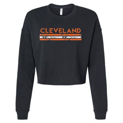Cleveland Ohio Retro Vintage Weathered Cropped Pullover Crew