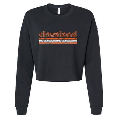 Cleveland Ohio Retro Vintage Weathered Cropped Pullover Crew
