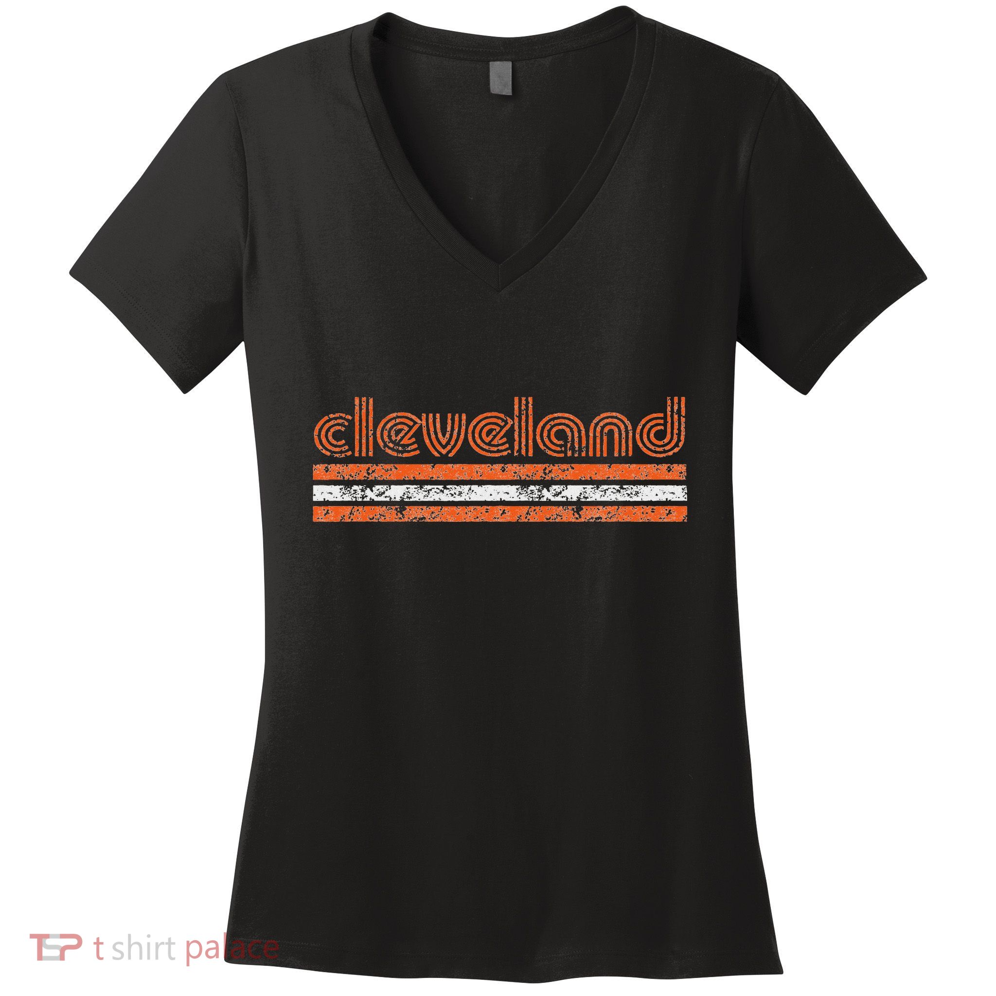 Cleveland Ohio Retro Vintage Weathered Women's V-Neck T-Shirt
