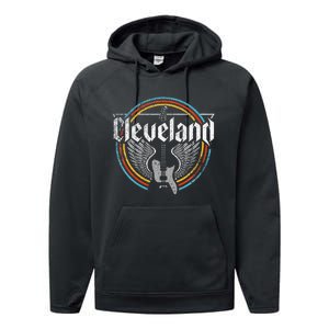 Cleveland Ohio Rock Music Retro Graphic Performance Fleece Hoodie