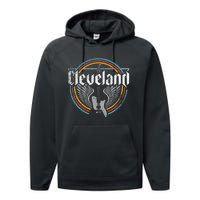 Cleveland Ohio Rock Music Retro Graphic Performance Fleece Hoodie