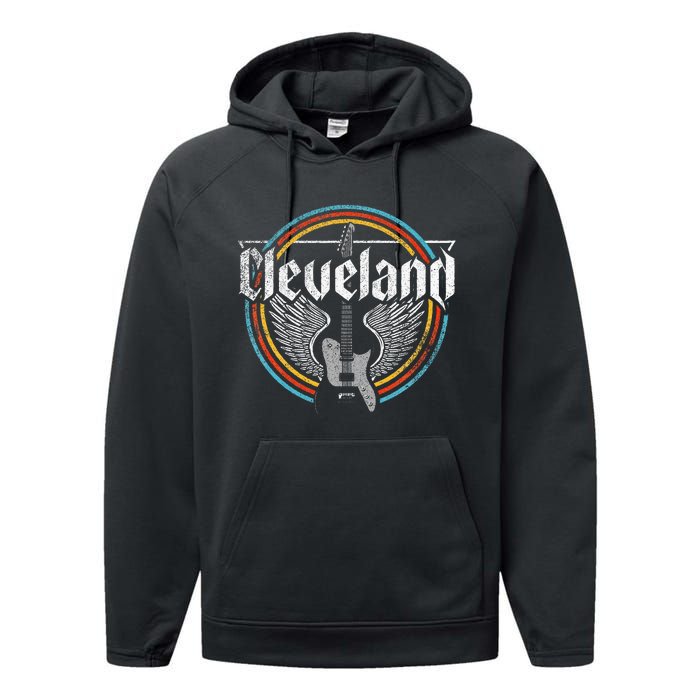 Cleveland Ohio Rock Music Retro Graphic Performance Fleece Hoodie