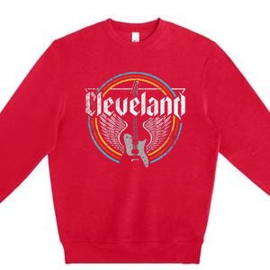 Cleveland Ohio Rock Music Retro Graphic Premium Crewneck Sweatshirt