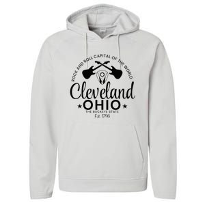 Cleveland Ohio Rock And Roll Capital Est 1796 Souvenir Performance Fleece Hoodie