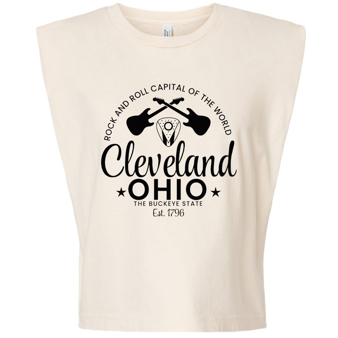 Cleveland Ohio Rock And Roll Capital Est 1796 Souvenir Garment-Dyed Women's Muscle Tee