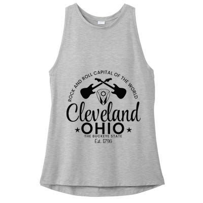 Cleveland Ohio Rock And Roll Capital Est 1796 Souvenir Ladies PosiCharge Tri-Blend Wicking Tank