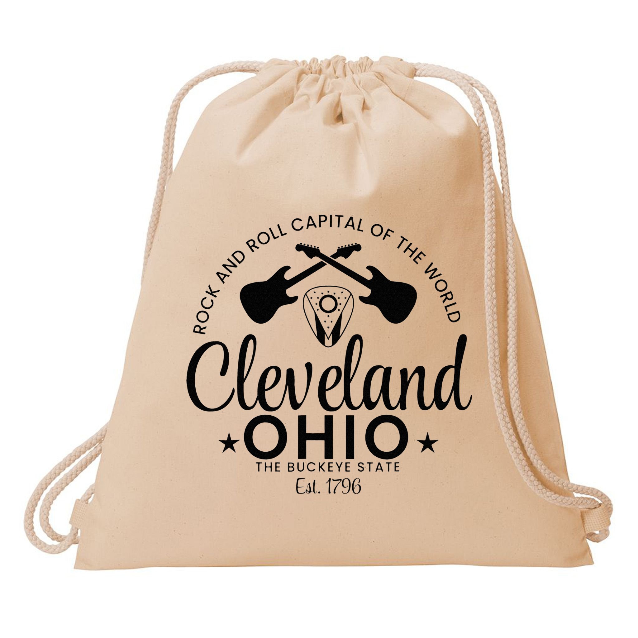 Cleveland Ohio Rock And Roll Capital Est 1796 Souvenir Drawstring Bag