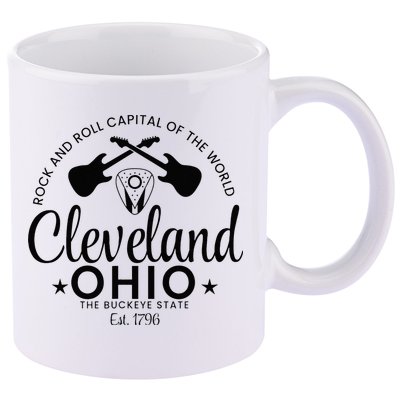 Cleveland Ohio Rock And Roll Capital Est 1796 Souvenir 11oz C Handle Ceramic Mug