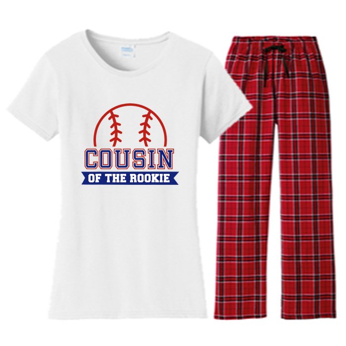 Cousin Of Rookie 1st Birthday Baseball Theme Matching Party Women's Flannel Pajama Set