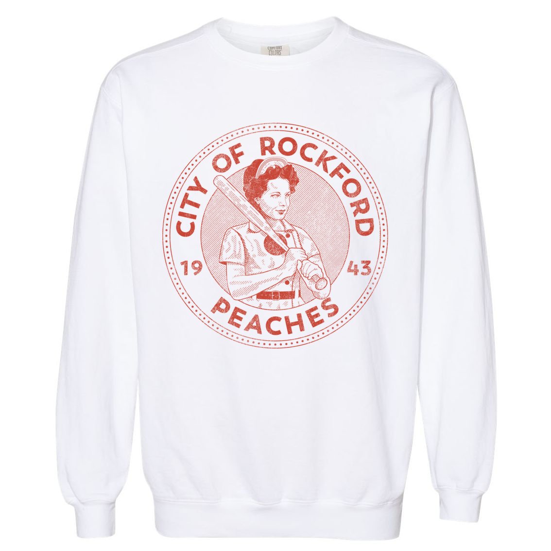 City Of Rockford Peaches Baseball Gift Garment-Dyed Sweatshirt