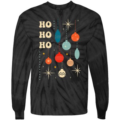 Christmas Ornaments Retro Winter Holiday Seasonal Tie-Dye Long Sleeve Shirt