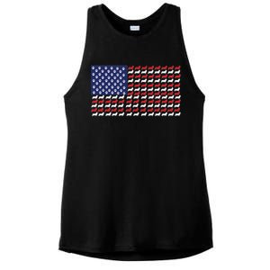 Corgi American Dog Flag Ladies PosiCharge Tri-Blend Wicking Tank