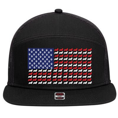 Corgi American Dog Flag 7 Panel Mesh Trucker Snapback Hat