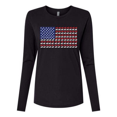 Corgi American Dog Flag Womens Cotton Relaxed Long Sleeve T-Shirt