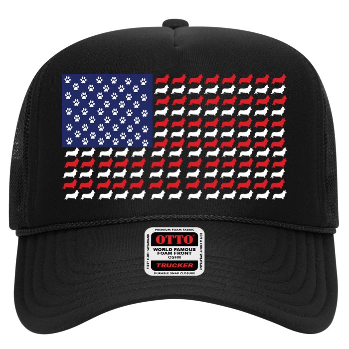 Corgi American Dog Flag Trucker Hat