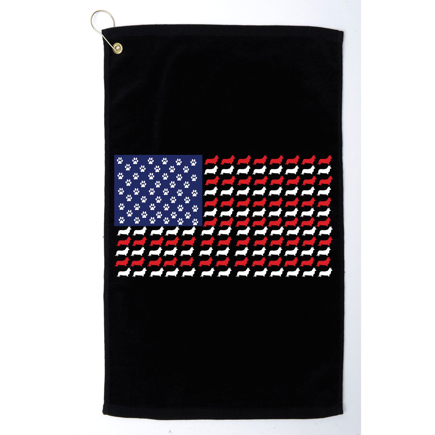 Corgi American Dog Flag Golf Towel