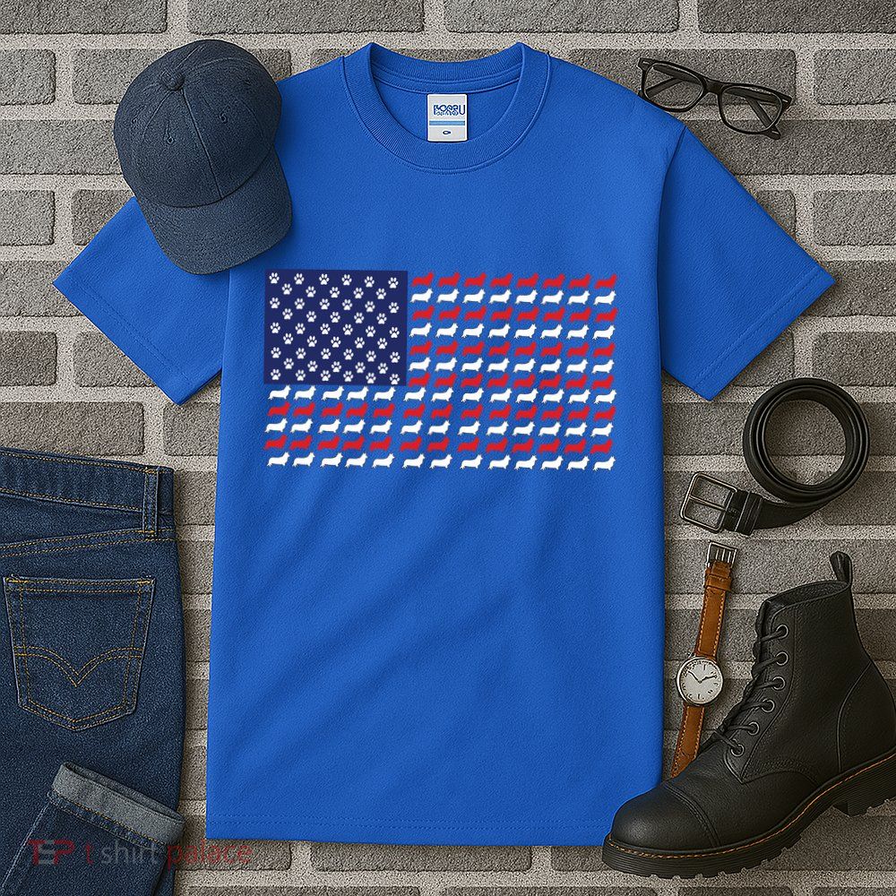 Corgi American Dog Flag Tall T-Shirt