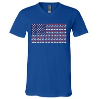 Corgi American Dog Flag V-Neck T-Shirt