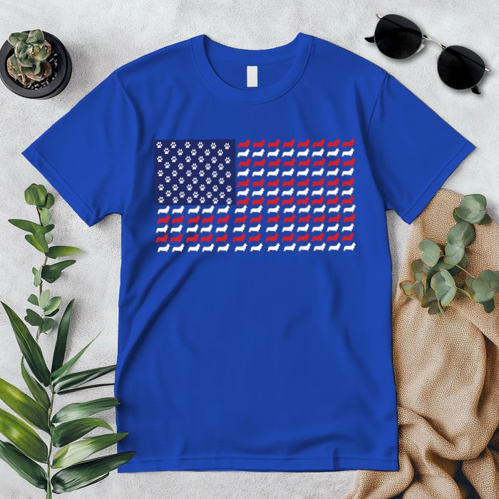 Corgi American Dog Flag Premium T-Shirt