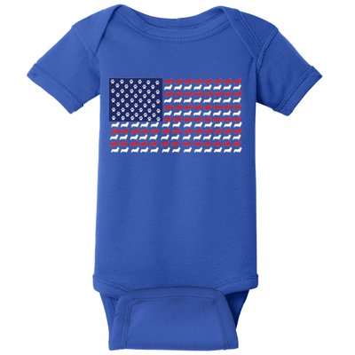 Corgi American Dog Flag Baby Bodysuit