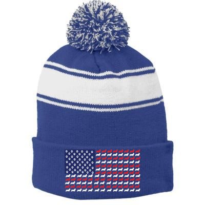 Corgi American Dog Flag Stripe Pom Pom Beanie