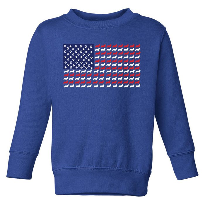 Corgi American Dog Flag Toddler Sweatshirt