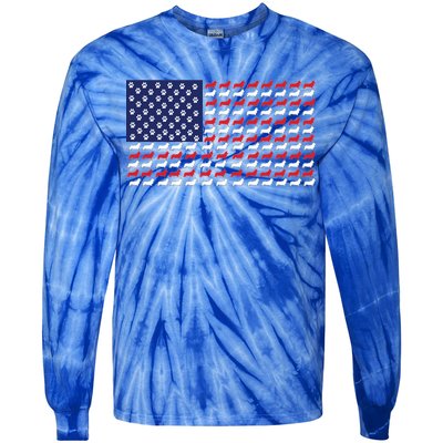 Corgi American Dog Flag Tie-Dye Long Sleeve Shirt