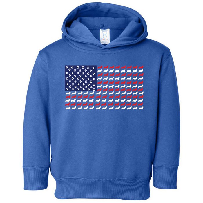 Corgi American Dog Flag Toddler Hoodie