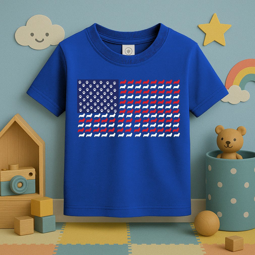 Corgi American Dog Flag Toddler T-Shirt