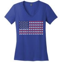 Corgi American Dog Flag Women's V-Neck T-Shirt