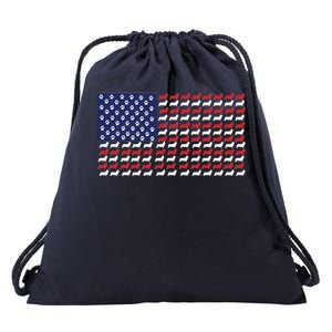 Corgi American Dog Flag Drawstring Bag