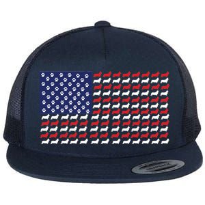 Corgi American Dog Flag Flat Bill Trucker Hat