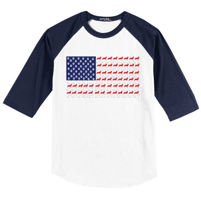 Corgi American Dog Flag Baseball Sleeve Shirt