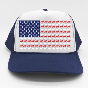 Corgi American Dog Flag Trucker Hat