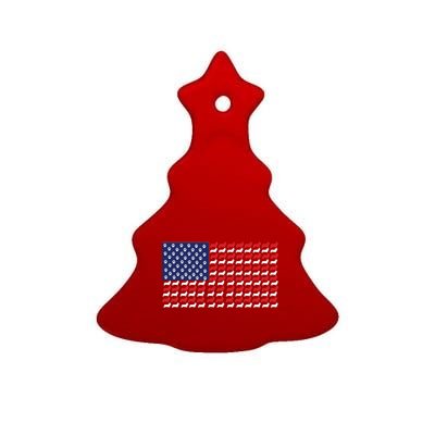 Corgi American Dog Flag Ceramic Tree Ornament